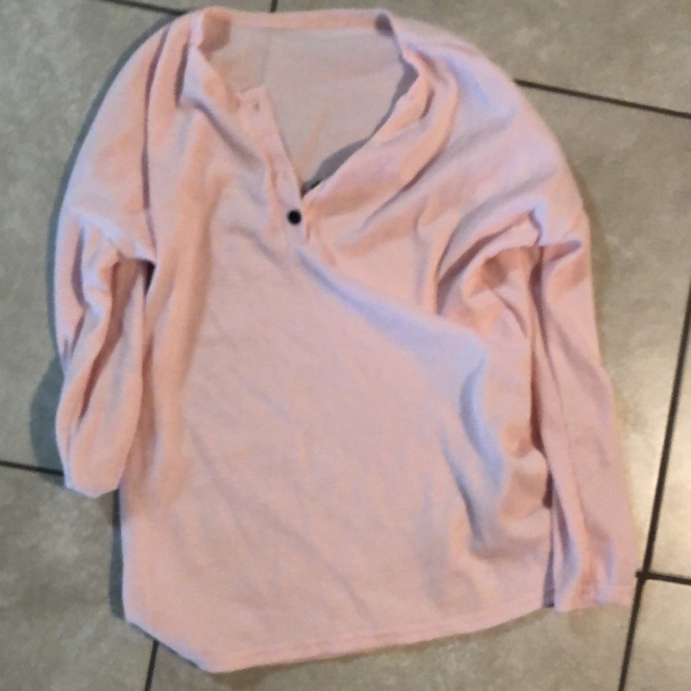 Pink Henley button up Top - Picture 3 of 4